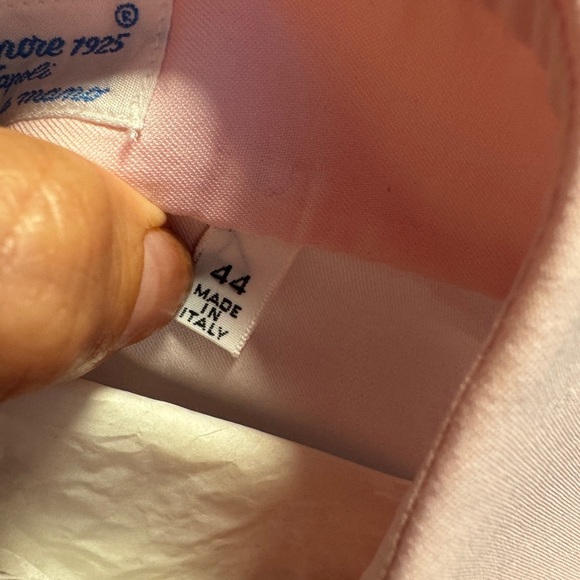 FINAMORE 1925 CLASSIC FIT NAPOLI SHIRT IN PINK COTTON TWILL REG $490 *AUTHENTIC - Picture 6 of 7